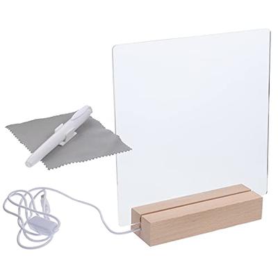 Lieonvis Acrylic Dry Erase Board with Light Up Stand for Desktop Note Memo White Board Notepad Table LED Letter Massage Boards for Personal Creative