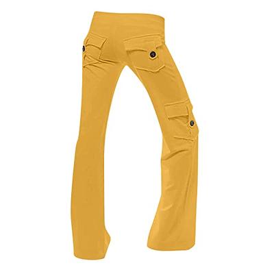 ZDRZK Tall Pants for Women Long High Waists Cargo Pants for Women Plus Size  Workout Leggings Stretchy Boot Cut Wide Leg Yoga Gym Loose Pants Yellow XL  - Yahoo Shopping