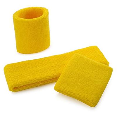 ONUPGO Yellow Sweatband Set Sports Headband Wrist Striped