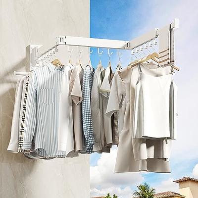 hooks,white)clothes Drying Rack,laundry Drying Rack,laundry Room  Organization,clothes Rack Wall Mount,wall Mounted Laundry Rack  Folding,retractable C