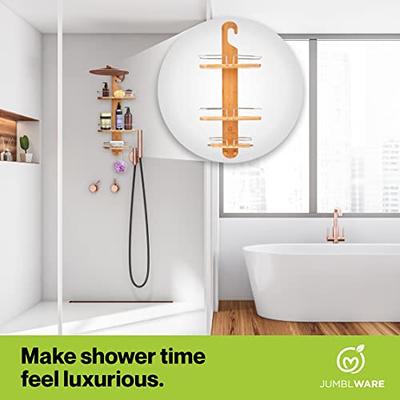 Iperlife Corner Shower Caddy Gold, Adhesive Shower Shelf Corner Shower  Organizer with Hooks, 2-Pack Wall Mounted Bathroom Shelf for Inside Shower