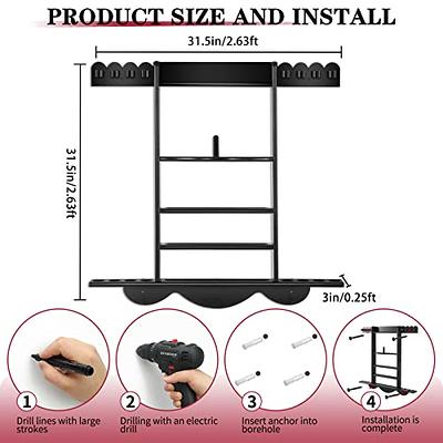 Iszy Billiards 6 Pool Cue-Billiard Stick Wall Rack Made of Wood Black Finish