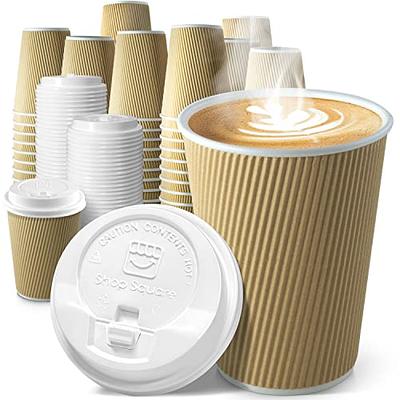 Disposable Coffee Cups with Lids 12 oz (100 Pack) - To Go Coffee Cups for  Hot 