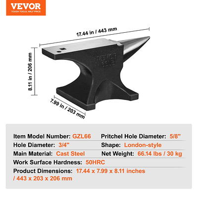 VEVOR 22 lb Anvil Blacksmith Cast Iron 10 kg Round Horn Heat Treated Metal Forging