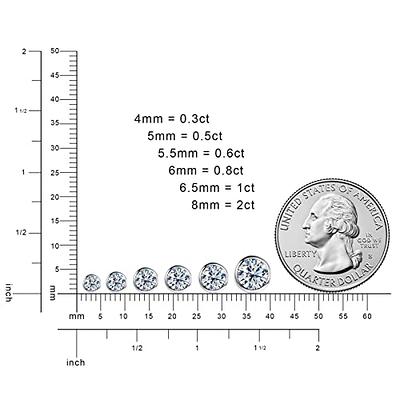 Moissanite Stud Earrings, 0.6ct-2ct DF Color Brilliant Round Cut Lab  Created Diamond Earrings 18K White Gold Plated Silver Friction Back for  Women Men