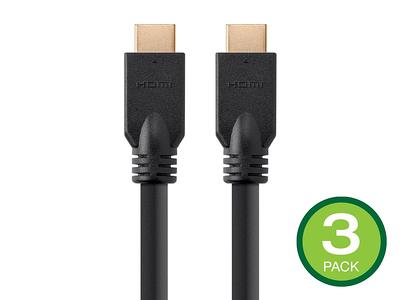 Basics 3-Pack HDMI to HDMI Cable, 18Gbps High-Speed, 4K@60Hz, 2160p,  Ethernet Ready, 3 Feet, Black