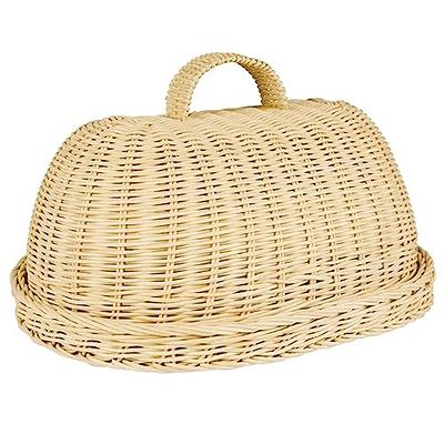 Oumilen Kitchen Countertop Basket Organizer Produce Storage Basket with Wood Lid 1-Piece