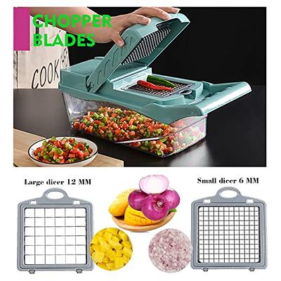 Kitchen Vegetable Chopper, 13-in-1 Food Cutter with 8 Stainless Steel Blades and