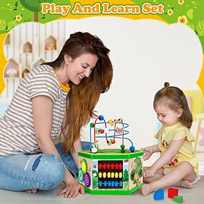 Activity Cube Toys for 1 Year Old Boy Girl, Wooden Toys Montessori