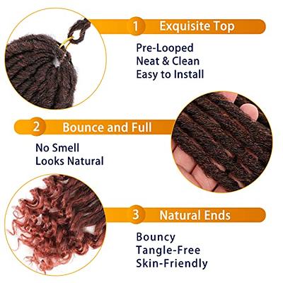 16 Inch Soft Locs Crochet Hair 6 Packs Short New Faux Locs Pre-looped  Natural Black Dreads Locks 1B(Natural Black)