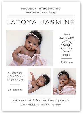 Birth Announcements: Proud Introduction Birth Announcement, White, 5X7 Flat,  Matte, Luxe Double-Thick Cardstock, Square, White - Yahoo Shopping