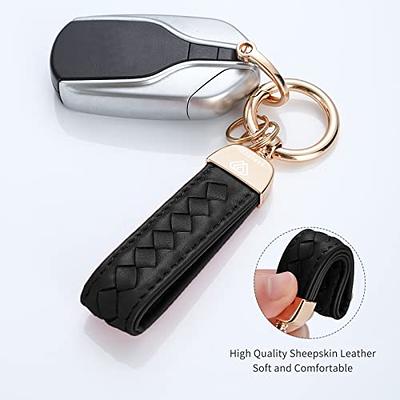 Universal Leather Car Keychain 360 Degree Rotatable with Anti-Lost