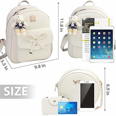 K.E.J. Cute Mini Backpack Bowknot Leather Backpack 3-PCS Small