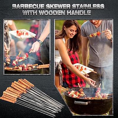Minatee 12'' Barbecue Skewers Stainless Steel with Wood Handle