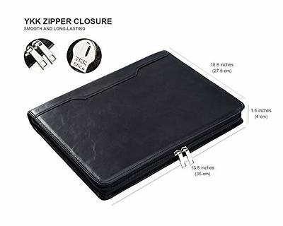 Oil Wax Leather Portfolio Binder with Zipper,Geninue Portfolio 3 Ring  Binder Letter Size,Business Padfolios Organizer Notepad Holder,Portfolio  Folder