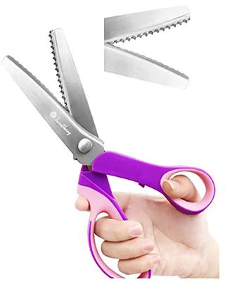 Pinking Shears for Dressmaking, Professional Stainless Steel Tailor Pinking Scissors for Felt Paper Fabric Cutting/Sewing, Handled Zig Zag Scissors