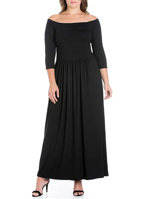 24seven Comfort Apparel Women's Cut Out Shoulder A-Line Floor Length Dress