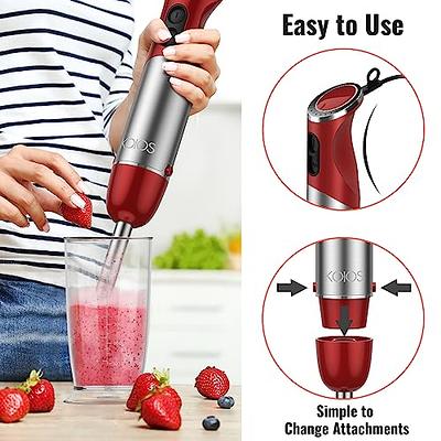 KOIOS 5-in-1 Hand Immersion Blender, 1000W 12 Speed Handheld Blender,  Copper Motor Stainless Steel Blade Stick Blender,600ml Mixing Beaker,500ml  Food Processor, Whisk, Milk Frother, BPA-Free, Red - Yahoo Shopping