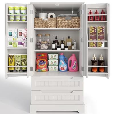 Gizoon Kitchen Pantry Storage Cabinet with Drawers and Shelve - White