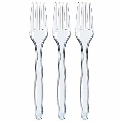 [200 Count] Heavy Duty Plastic Silverware Set - 100 Forks and 100 Spoons  for Parties - Clear