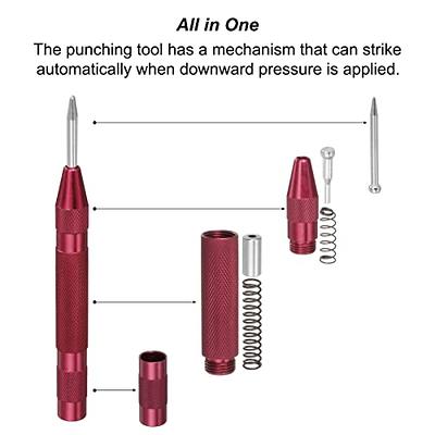 uxcell Automatic Center Punch, 5-Inch Spring-Loaded Center Hole Puncher  Marker Hand Tool Adjustable Red for Wood Metal Plastic - Yahoo Shopping