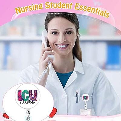 ANDGING ICU Nurse Badge Reel Cute Funny ER Badge Reels Retractable for  Nurses Badge Clip CNA