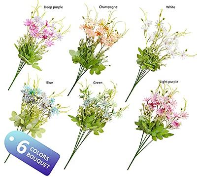 4 Bundles Artificial Daisy Flowers Outdoor UV Resistant Flowers Shrubs  Plastic Mums Flowers Fake Daisies for Wedding Cemetery Porch Window Planter  Indoor Decor (White) 