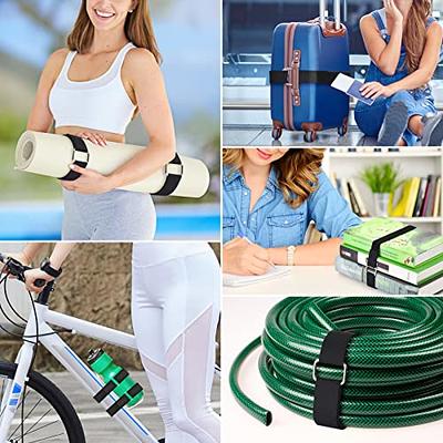 YMCRLUX 1x32ft Hook and Loop Straps with 50 Metal Buckles, Adjustable Fastening Cable Straps, Cut-to-Length Cinch Strap, Reusable Nylon Securing Cord