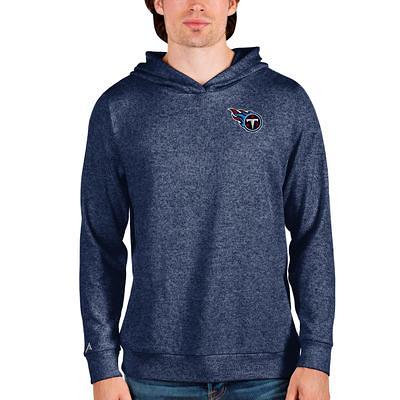 Men's Antigua White Tennessee Titans Metallic Logo Victory Pullover Hoodie