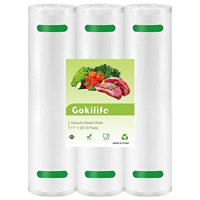 Gokilife Vacuum Sealer Bags - 3 Pack of 11 x 20' Rolls for Food Saver,  Commercial Grade