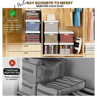 ULENDIS 3 Pack Plastic Storage Bins with lid, Stackable Wardrobe Clothes  Organizer 7/9 Grids Storage Pull Out Drawer, Foldable Closet Organizers  Storage Box for Clothes, Pants, Toys(779) - Yahoo Shopping