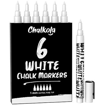 Chalkola Extra Fine Tip White Chalk Markers (4 Pack 1mm Point) Chalk Pens - White Dry Erase Marker Pen for Blackboard Chalkboards Windows Glass Bistro