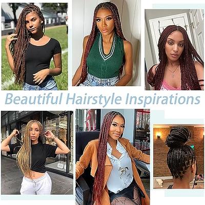  Fecihor 36 Box Braided Wigs for Women Knotless Braids Lace  Frontal Wig With Baby Hair Embroidery Full double Lace Front Braid Wig  Synthetic Ombre Burgundy Hand Braid Wigs : Beauty