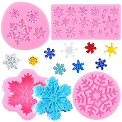 2 Pieces 3d Snowflake Fondant Mold Christmas Snowflake Silicone Mold For  Cake Cupcake Decorating Polymer Clay Craft Projects (pink)