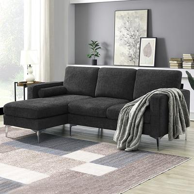 Living Room Interior With With Gray Fabric Sofa Comfy Pillows