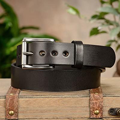TEAMMAO Men's Plus Size Leather Waist Belt for Business Casual Work Jeans |  33-71 Inch | 1.49 Inch Wide
