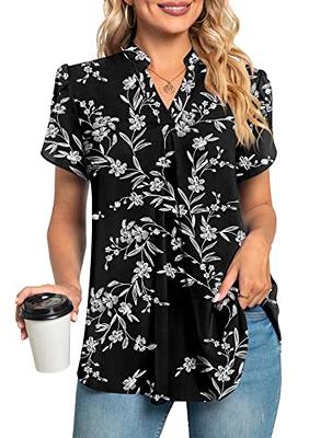 Funlingo Women's Summer Casual Blouses Petal Sleeve Dressy Chiffon