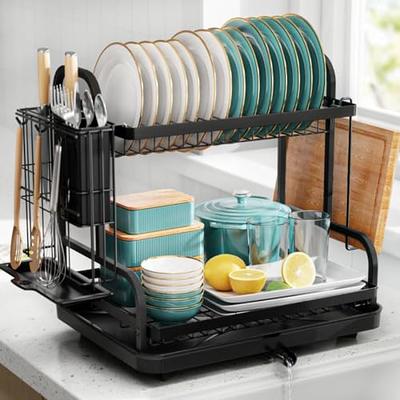 LINFIDITE Knife Block Holder Cutting Board Organizer Holder Pot Lid Rack  Drying Rack with Draining Tray Kitchen Countertop Cabinet Pantry Bakeware