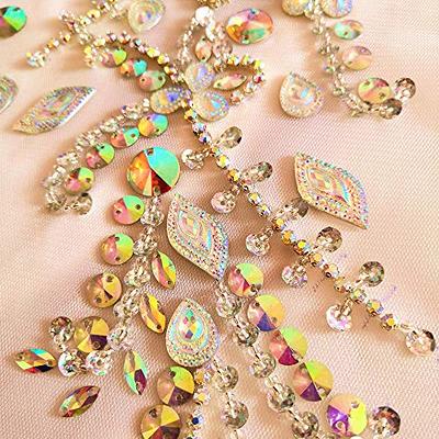 Sew on Sequin Crystal Rhinestones Beaded Clothes Appliques and