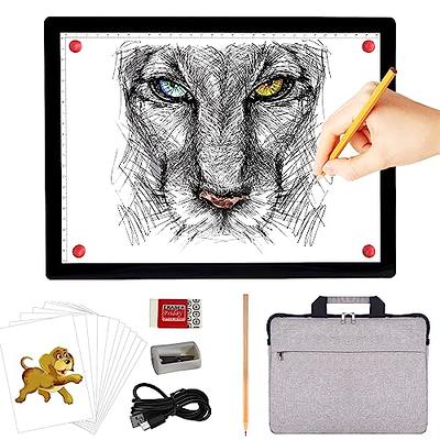  Led Light Pad, Rechargeable Battery Powered Tracing Light Box,  3 Colors Stepless Dimmable 6 Levels of Brightness Led Light Board,Built-in  Stand, Magnet Clip(White)