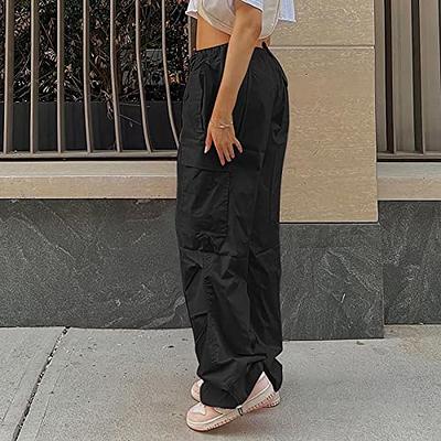 Womens Parachute Pants Wide Leg Baggy Y2k Track Pants For Women