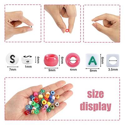 QUEFE 3510pcs 36 Colors, Hair Pony Beads Bulk with Letter Bead, 9mm Rainbow  DIY Kandi Beads Kit for Jewelry Making Bracelets Pearl Transparent and