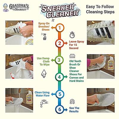 Grandma's Secret Sneaker Cleaner - Shoe Cleaner for Rubber, Canvas and  Leather - Stain Remover Spray Removes Dirt, Grime and Grass - Sneakers  Cleaner for Outdoor Shoes, Slippers and Moccasins – 16 oz - Yahoo Shopping