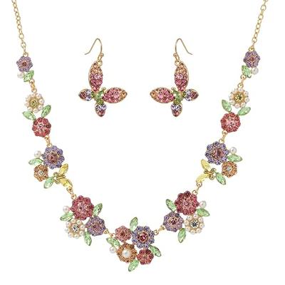 Millenia Necklace & Earrings Set with Octagon-Cut Pink Crystal in Rose Gold  | Swarovski UK
