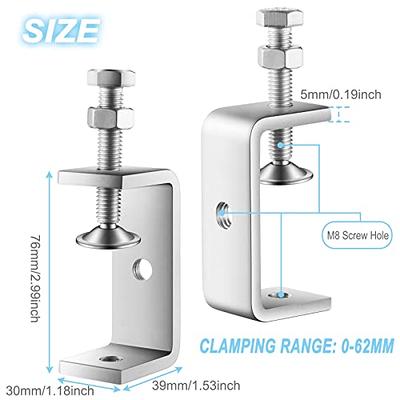 2Pcs C-Clamps Heavy Duty Stainless Steel , Small Metal Clamps With Screws,  Wide Jaw Opening Tiger Clamp For Woodworking , Clamps for Crafts