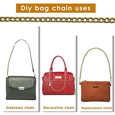 Mini Purse Chain, DIY Metal Flat Chain- for Messenger Bag Purse Strap  Extender Handbag Accessory Decoration, with Metal Buckle