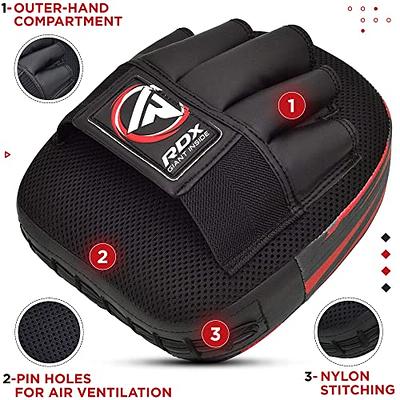 RDX Kids Boxing Pads Focus Mitts, Maya Hide Leather Curved Junior Hook and Jab Target Hand Pads, Coaching Strike Shield for Youth MMA, Boxercise