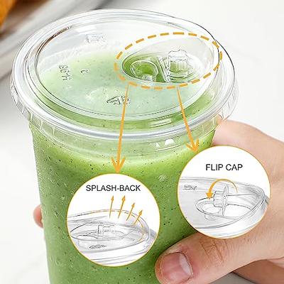 [25 Pack] 16 oz Cups | Iced Coffee Go Cups and Sip Through Lids | Cold Smoothie | Plastic Cups with Sip Through Lids | Clear Plastic Disposable Pet