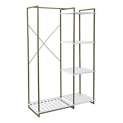 Honey-Can-Do Freestanding Open Metal Closet Wardrobe Olive and White