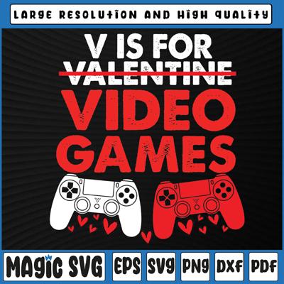 V is for Video games Valentines Day Gaming SVG Digital Cutting